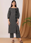 Black block printed kurta and pants- Set Of Two - Zeekstore