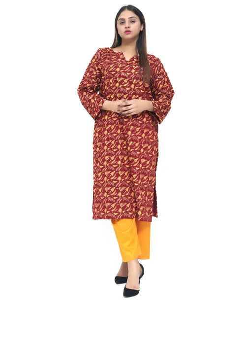 Maroon Printed Basic Set - Zeekstore