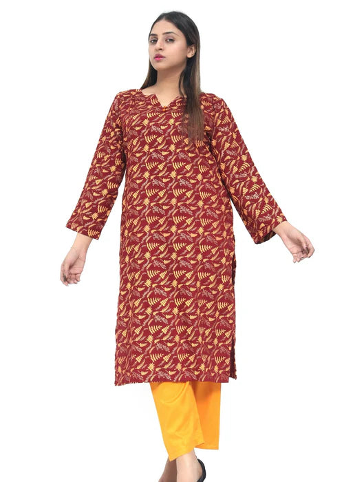 Maroon Printed Basic Set - Zeekstore