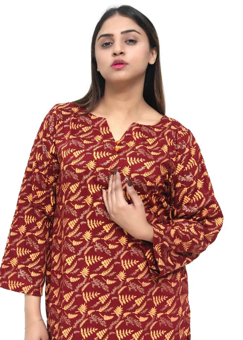 Maroon Printed Basic Set - Zeekstore