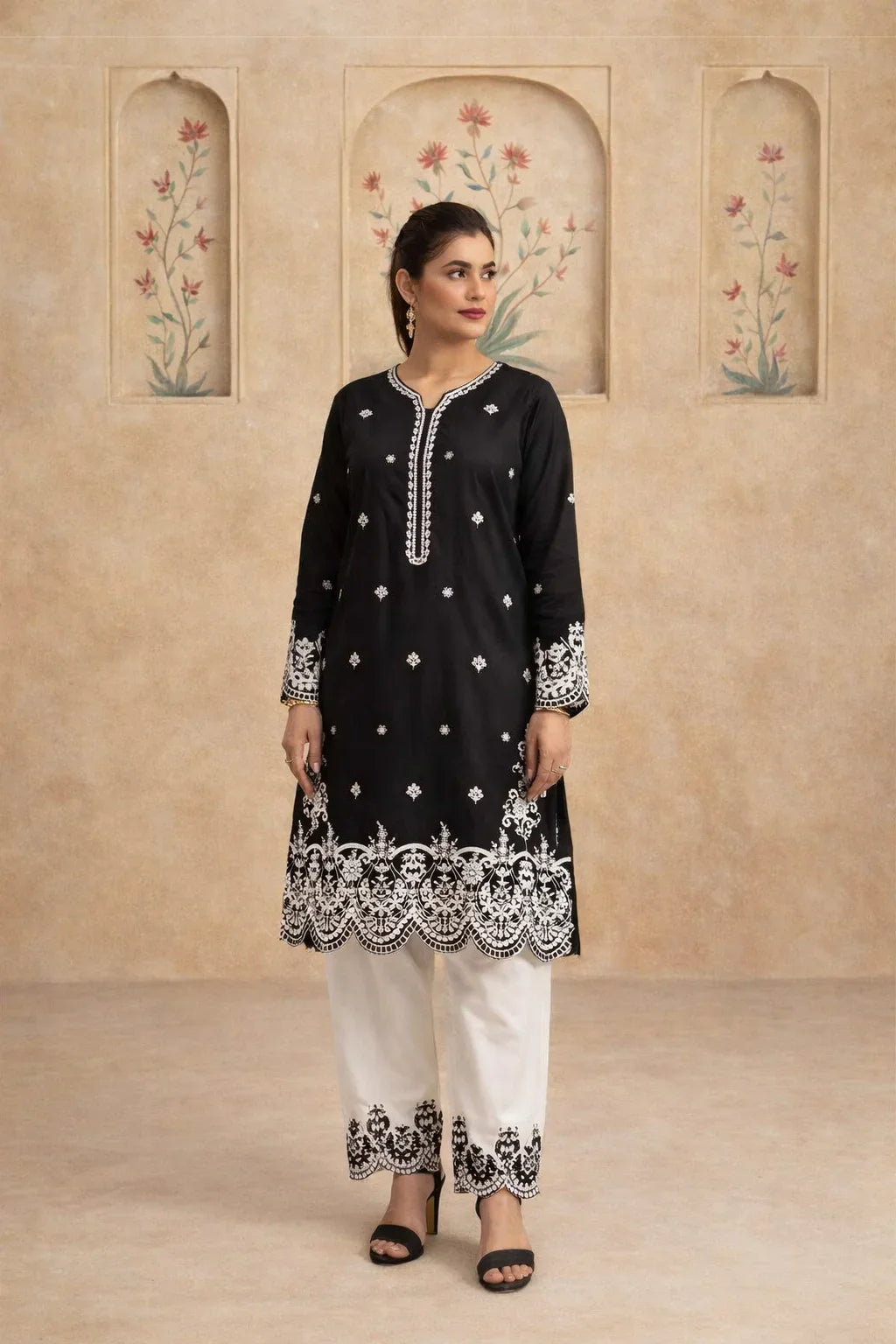 Embroidered Black Kurti - HBH