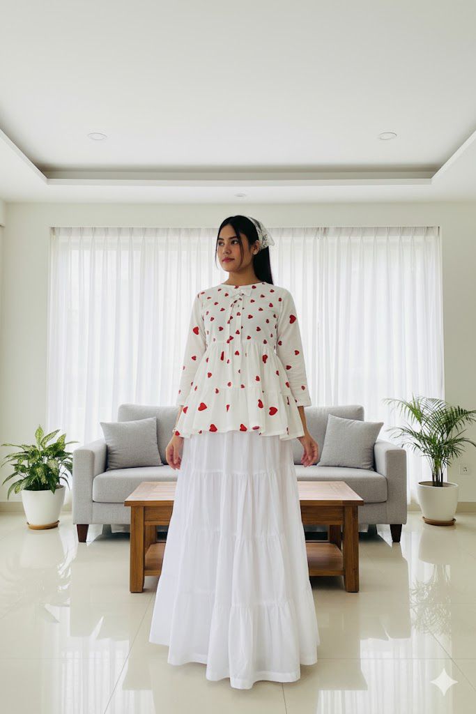 1 Piece White Cotton Maxi Skirt For Women “ Elegant Tiered Long Skirt - Urban Cut