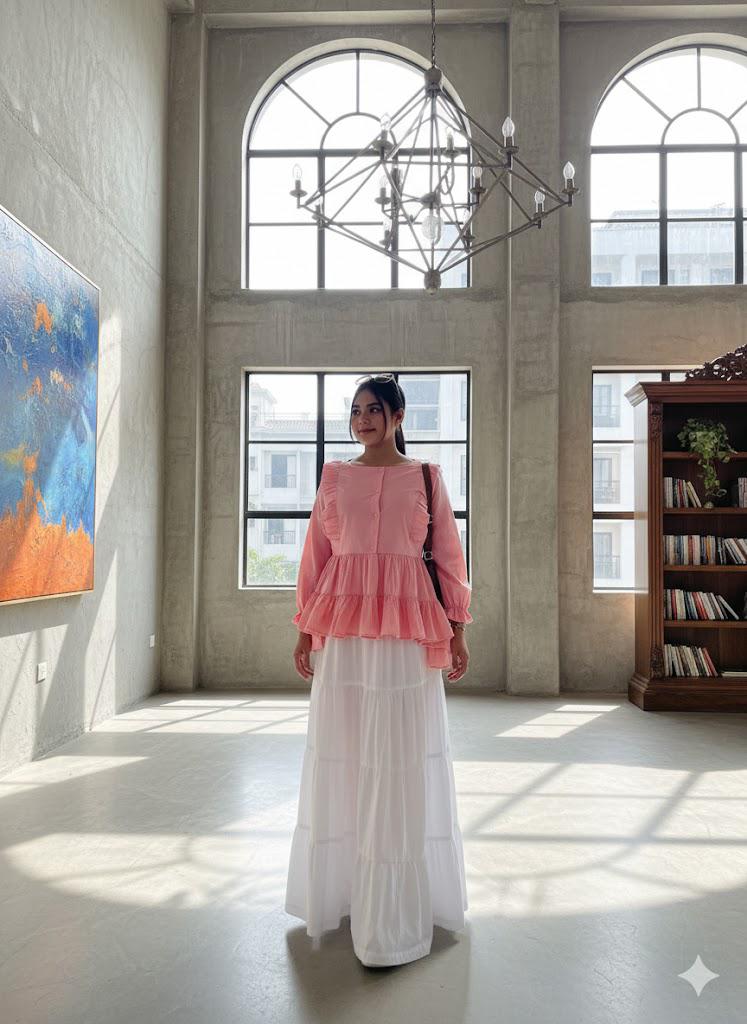 1 Piece White Cotton Maxi Skirt For Women “ Elegant Tiered Long Skirt - Urban Cut