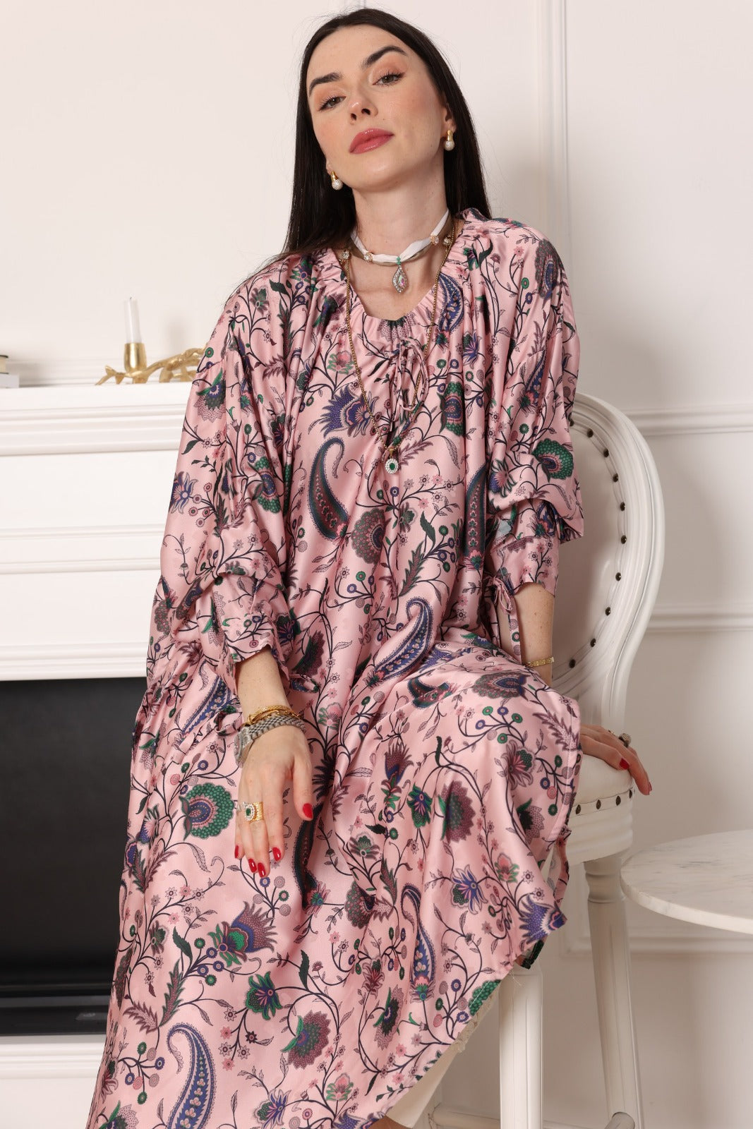 Women’s Pink Floral Paisley Printed Long Shirt - Meemseen Independent