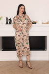 Women’s Printed Short Sleeve Midi Dress with Side Pockets - Meemseen Independent