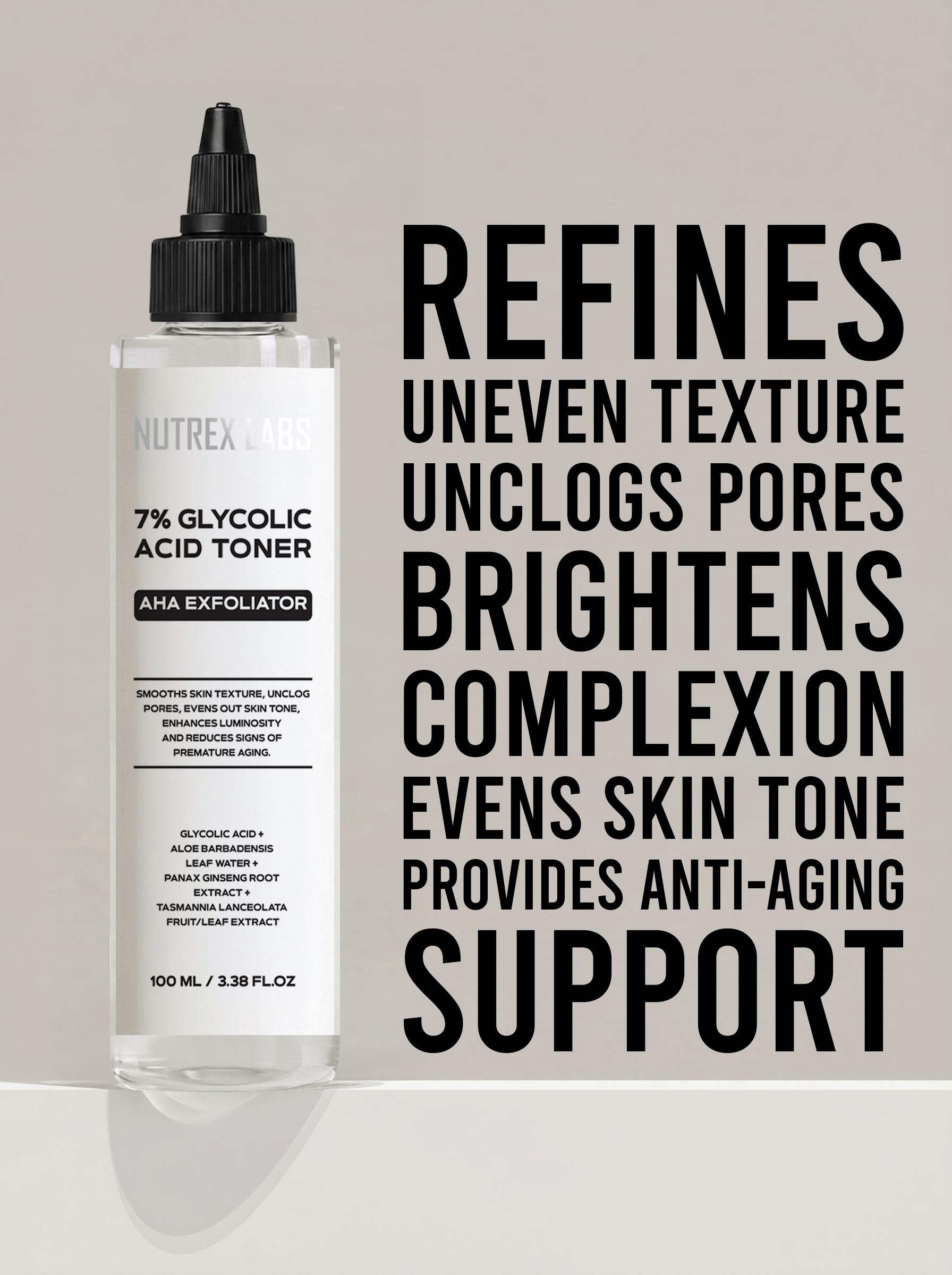 7% Glycolic Aha Exfoliator Acid Toner 100ml - Nutrex Labs