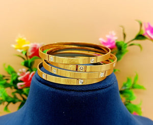 Gold Plated Statement Bangles - Aloro Jewels