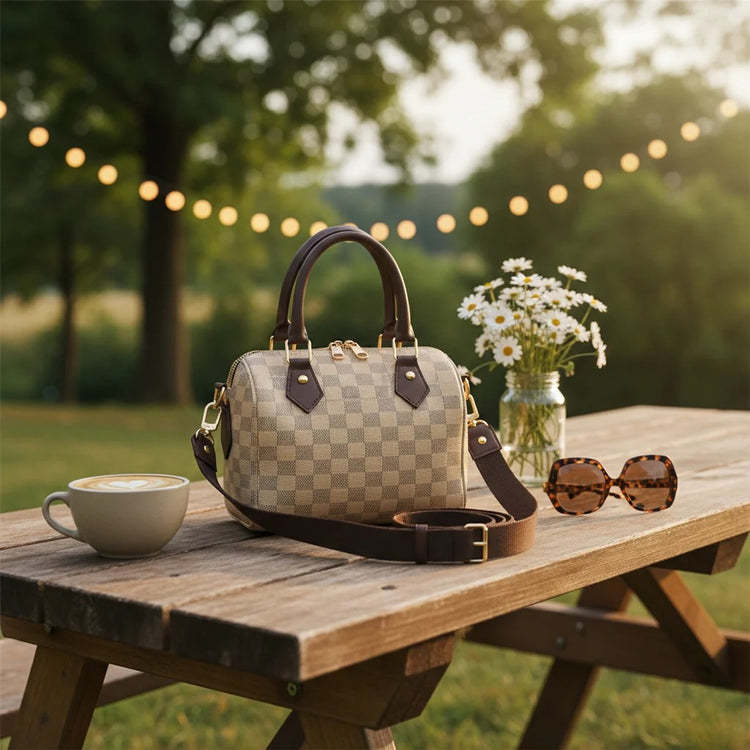 Creamy Royal Check Mini Handbag - Totewear