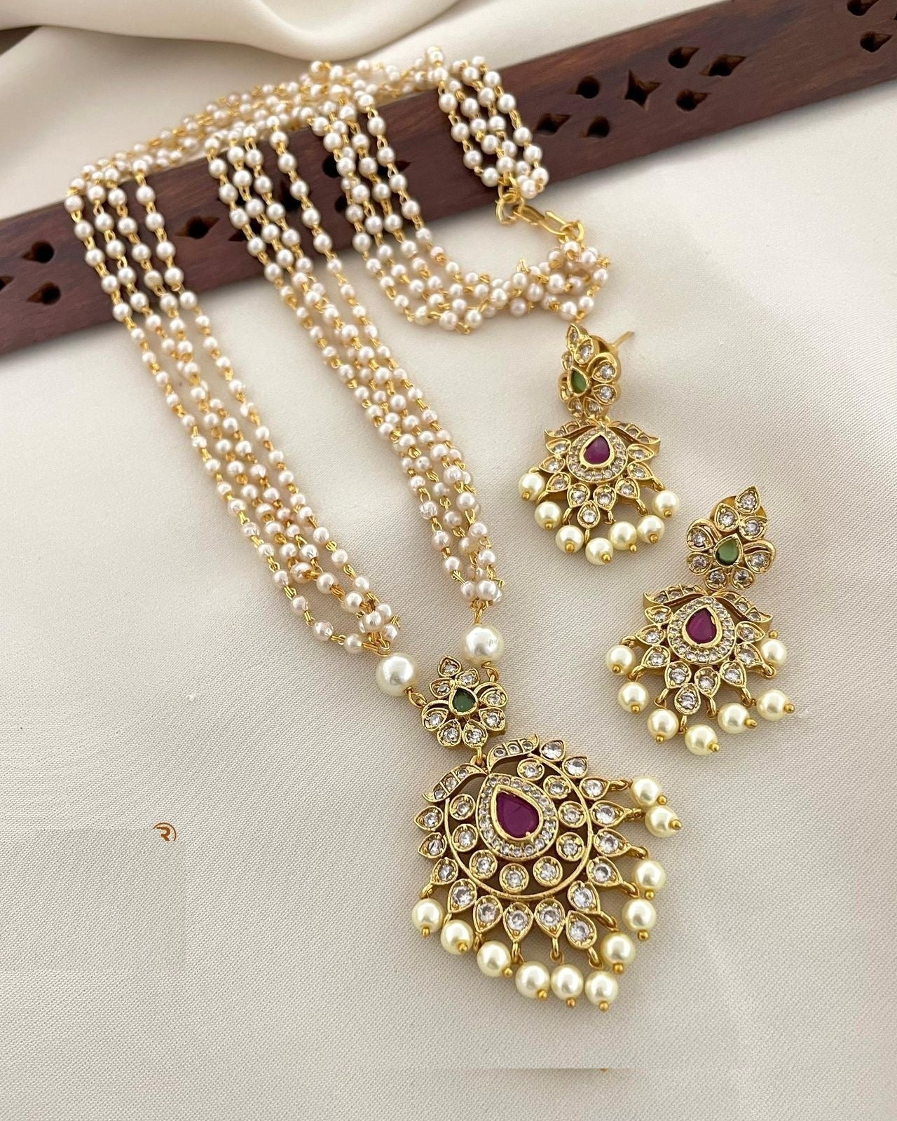 Phool Jadau Mala Set - Aloro Jewels