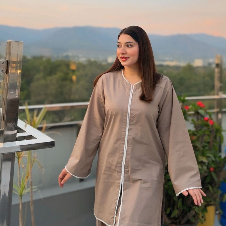 2 Piece Cotton Embellished  Co- Ord Set With Farshi Shalwar - Urban Cut