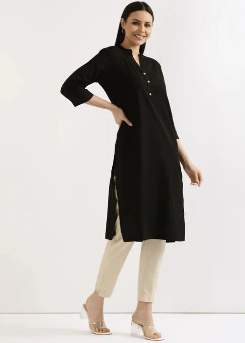 Black Basic Kurta Only - Laal Kurti