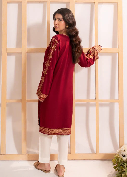 Maroon printed kurta Only - Zeekstore