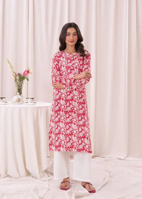 Printed Kurta Set D116 - Laal Kurti