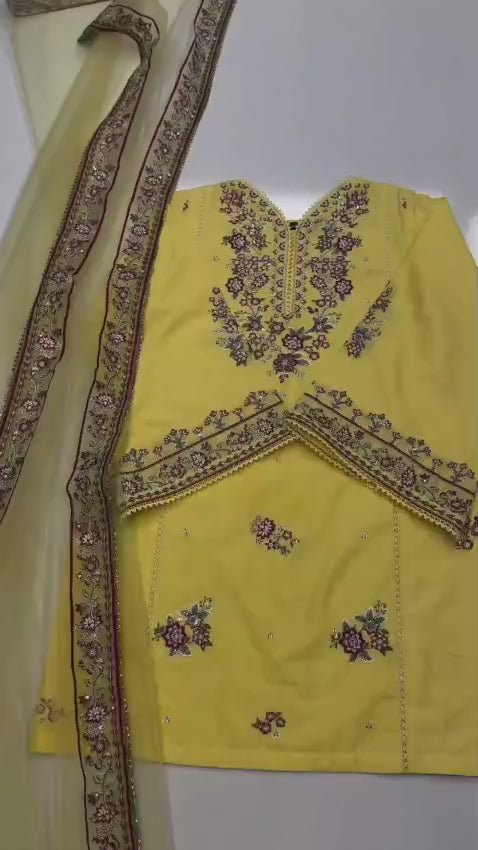 Noor-e-Zard Emb 3 Piece Suit - Urban Haya
