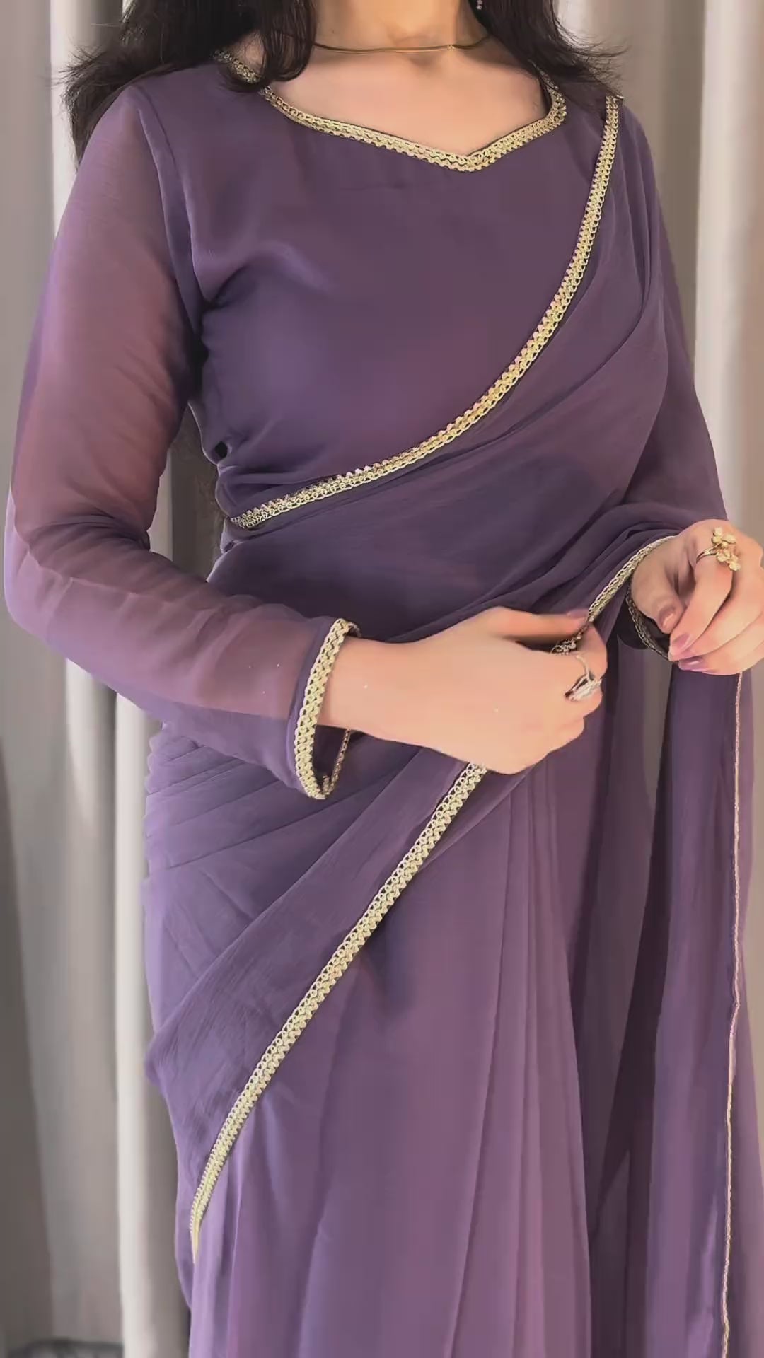 Square Neckline Shape Blouse with Chiffon Saree - Pachrangi