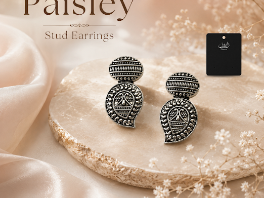 Heritage Paisley Stud Earrings - Zaroon