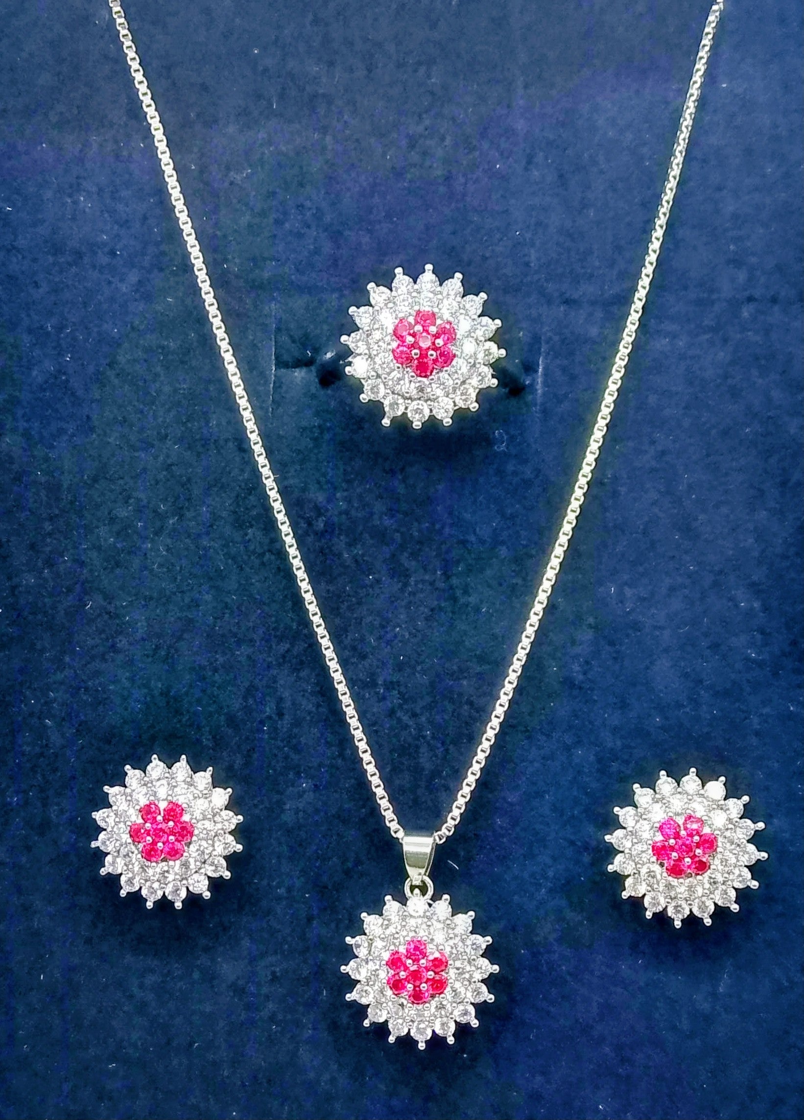 Ruby Bloom Floral Necklace Set Premium Party Wear - Hina Jewellery