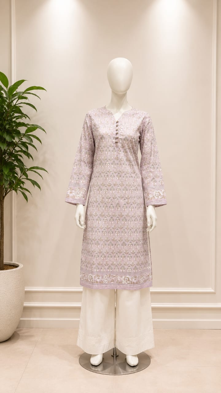 Flower Boti Print 2Pcs Stiched Pure Lawn - Khushnuma