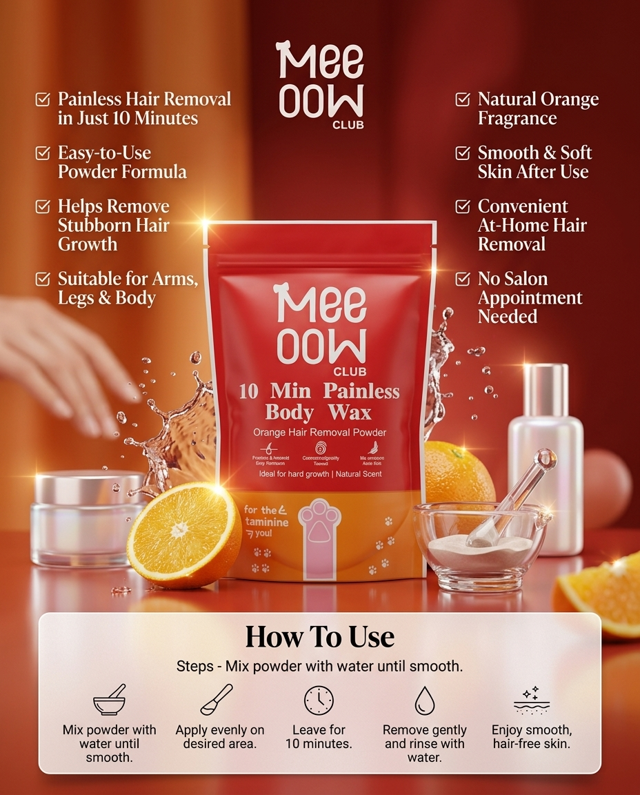 Meeoow Club 10-minute painless orange body wax powder