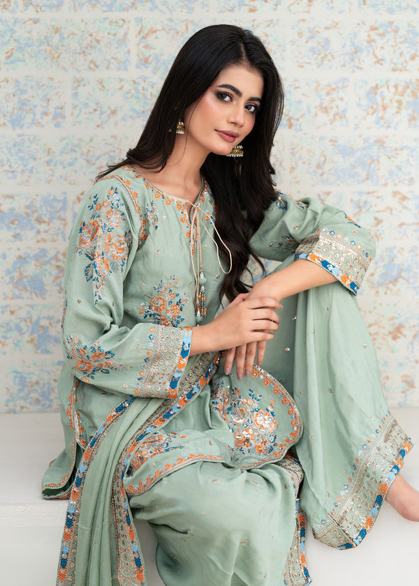 SAIMA GUL PASTEL GREEN - Ayesha's Closet