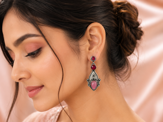 Rose Petal Drop Earrings - Zaroon