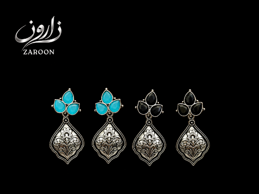 Vintage Floral Stone Earrings - Zaroon