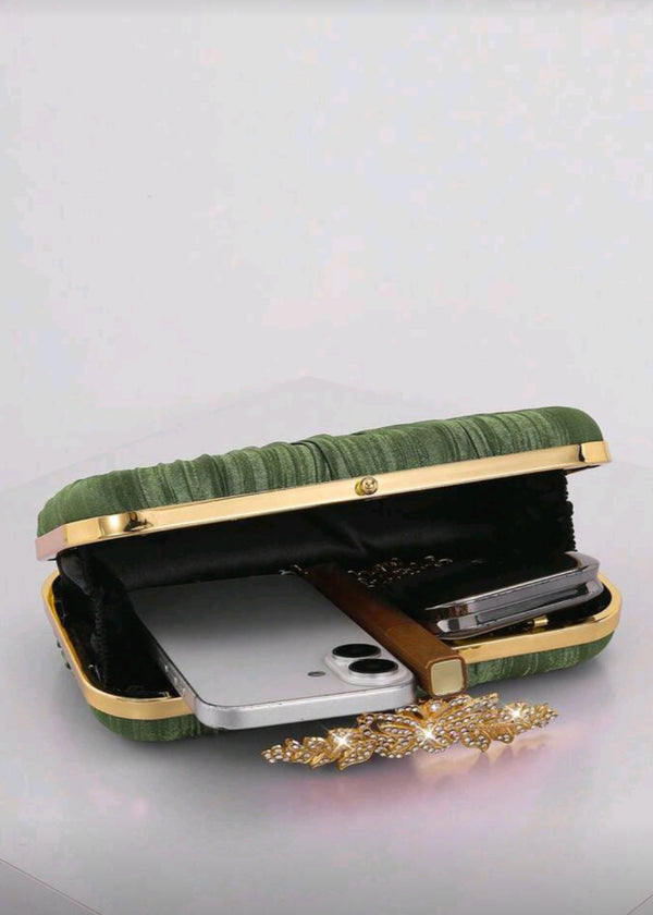 Rhinestone Decor Flap Box Clutch Bag -  Shahzahra