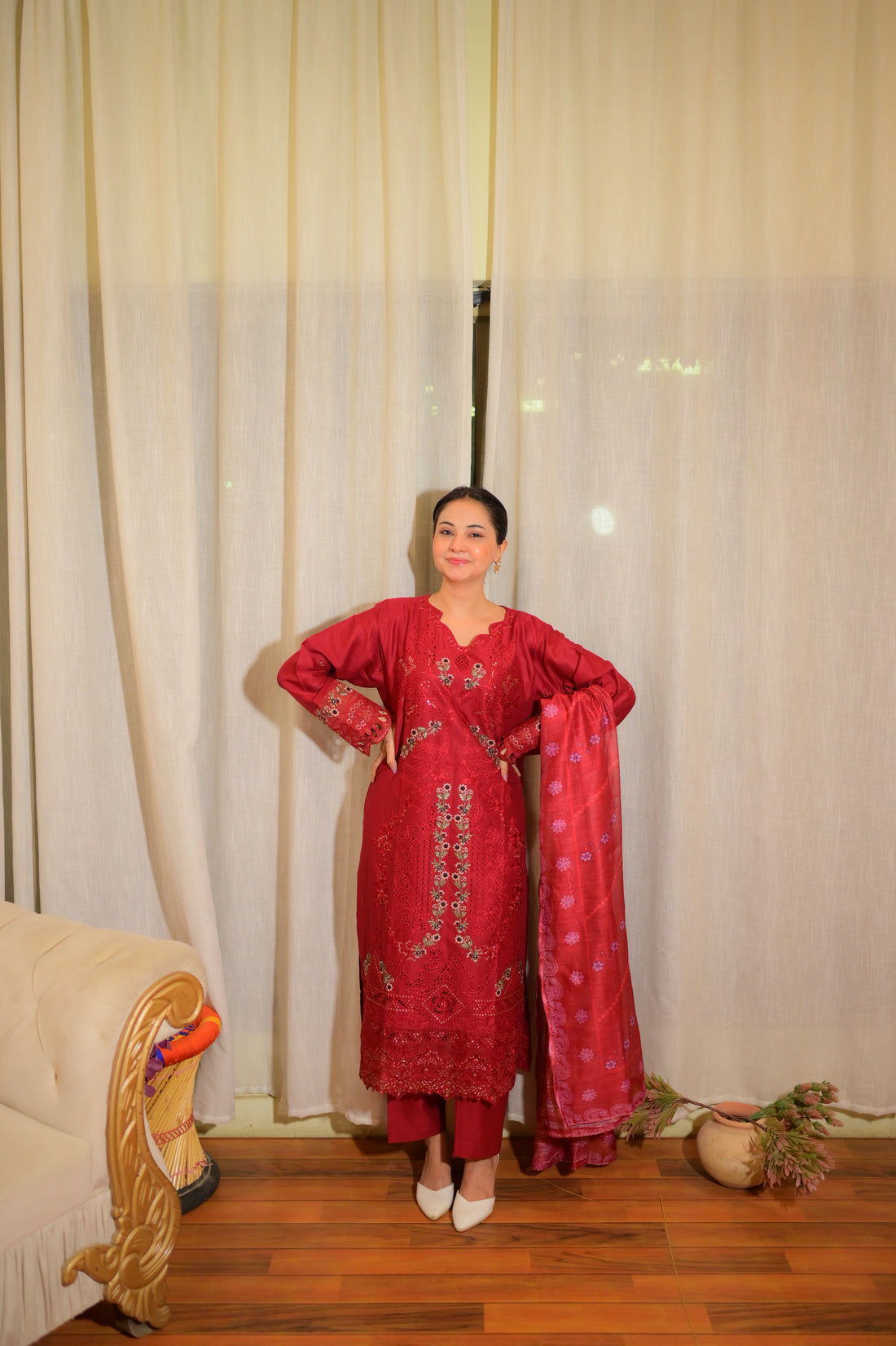 Embroidered Cotton Suit – Rania