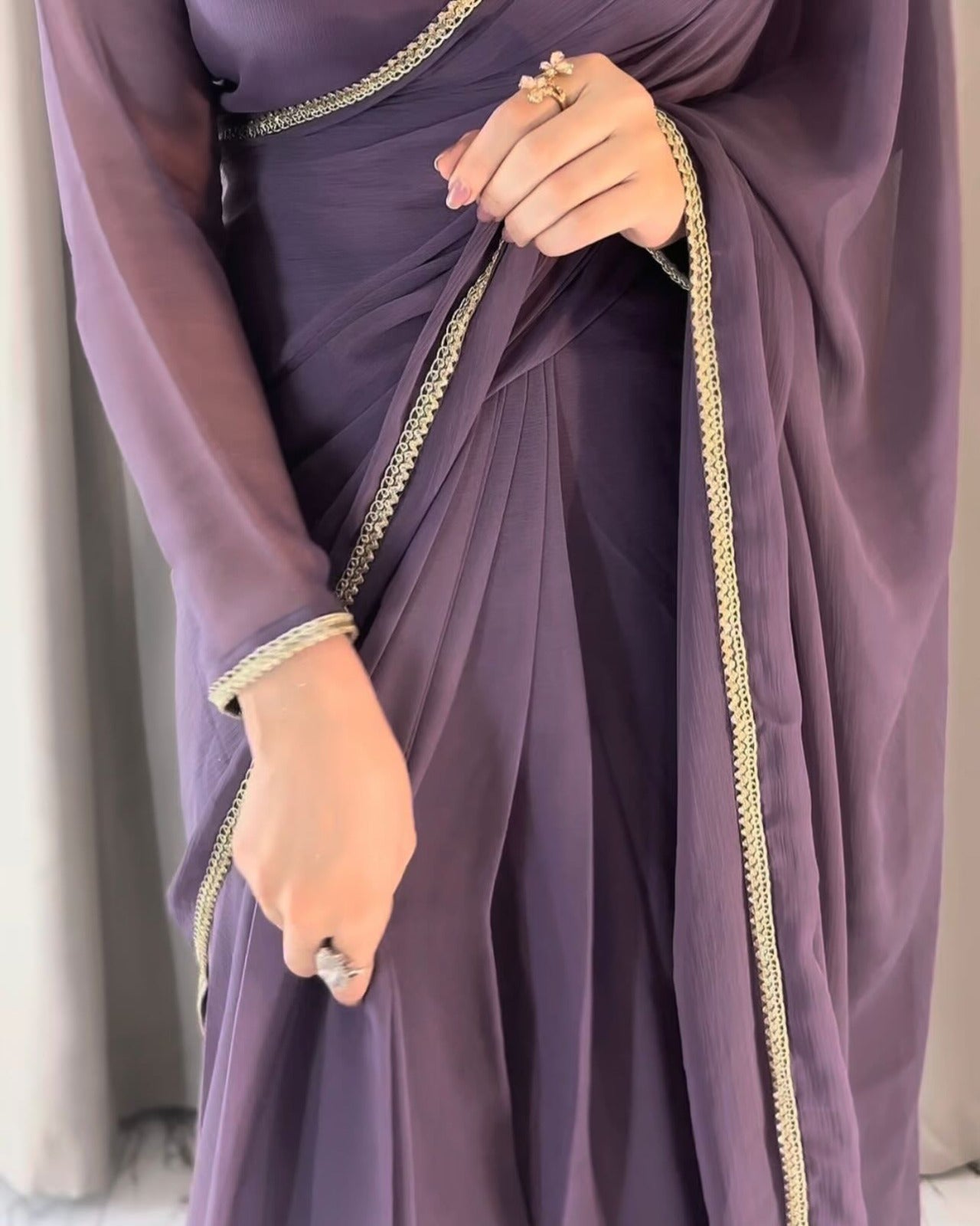 Square Neckline Shape Blouse with Chiffon Saree - Pachrangi