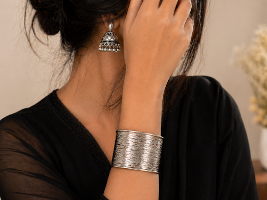 Silver Harmony Cuff Bracelet - Zaroon