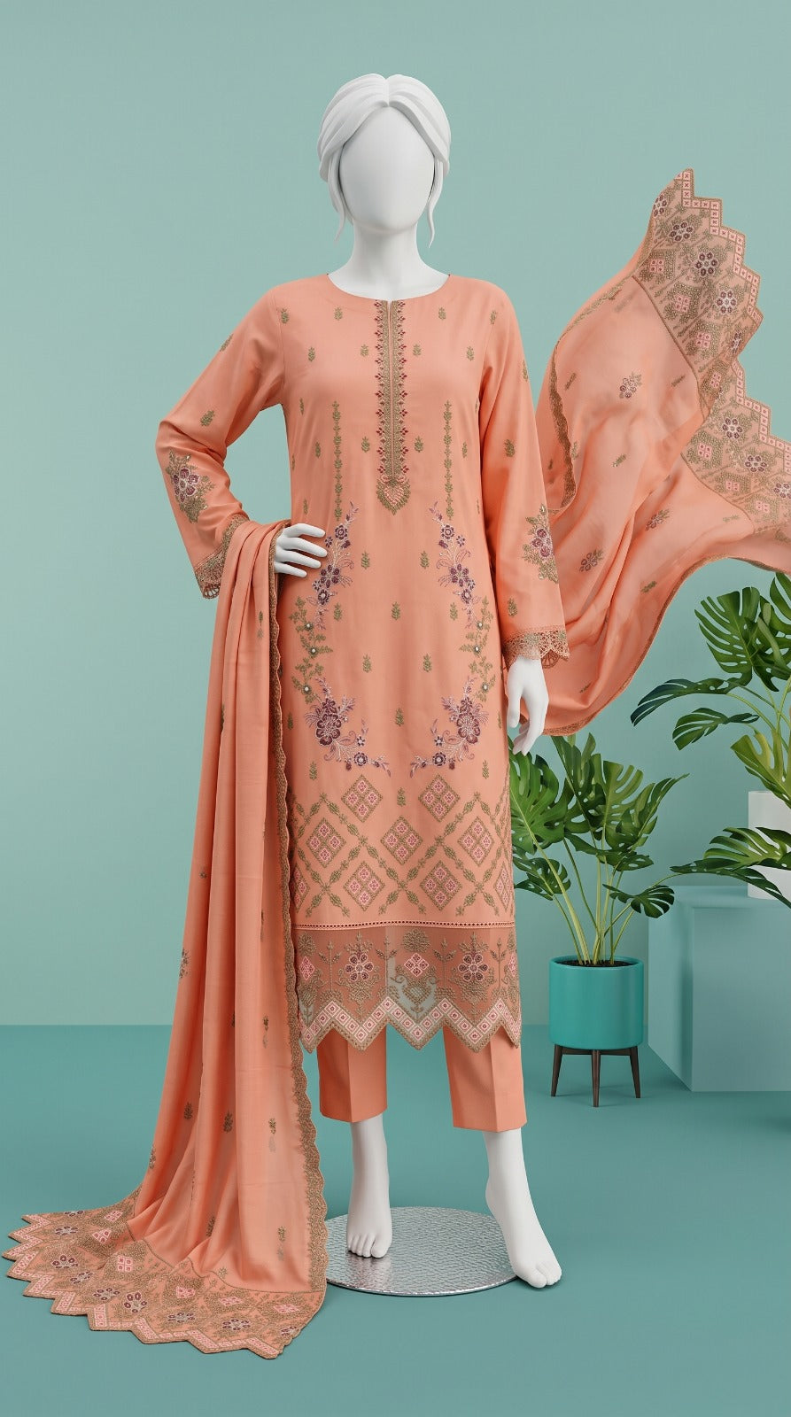 Premium Lawn Cotton 3 Pc Unstitched -  Saleem & Sons