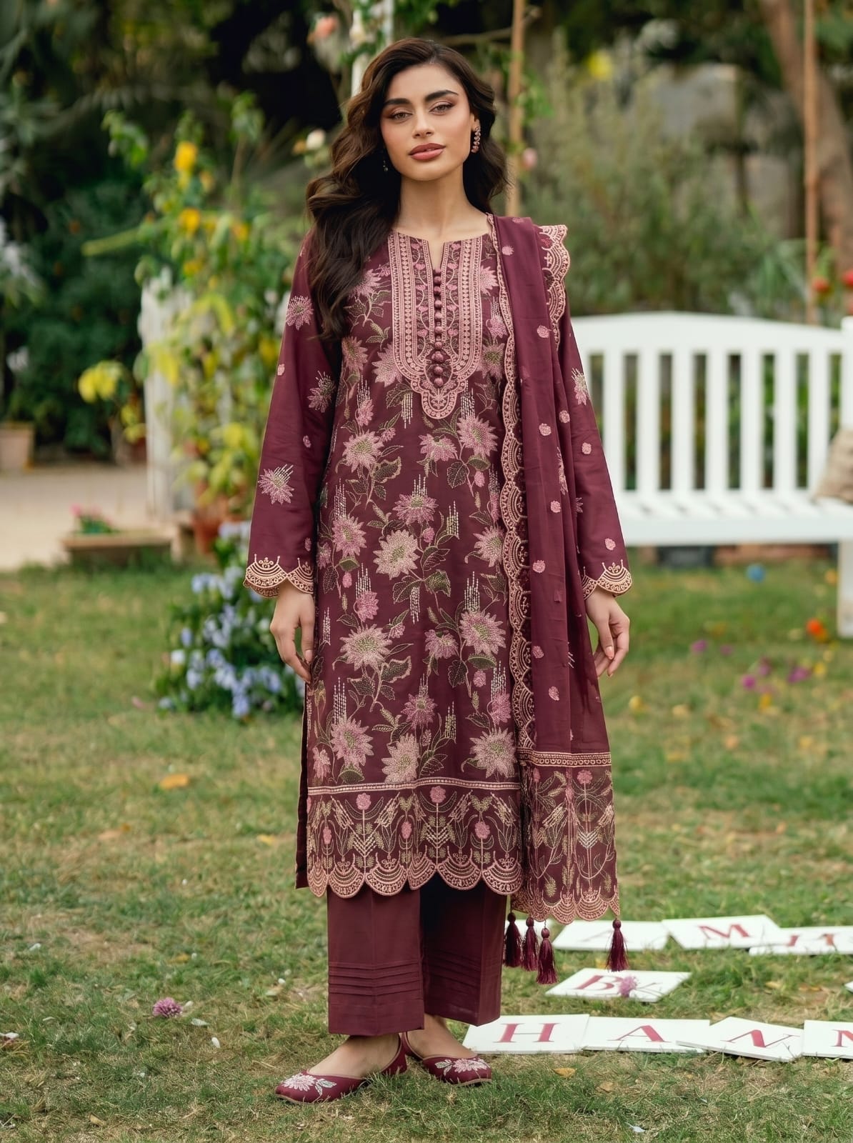 Premium Cotton Embroided 3 Pc Unstitched -  Saleem Sons