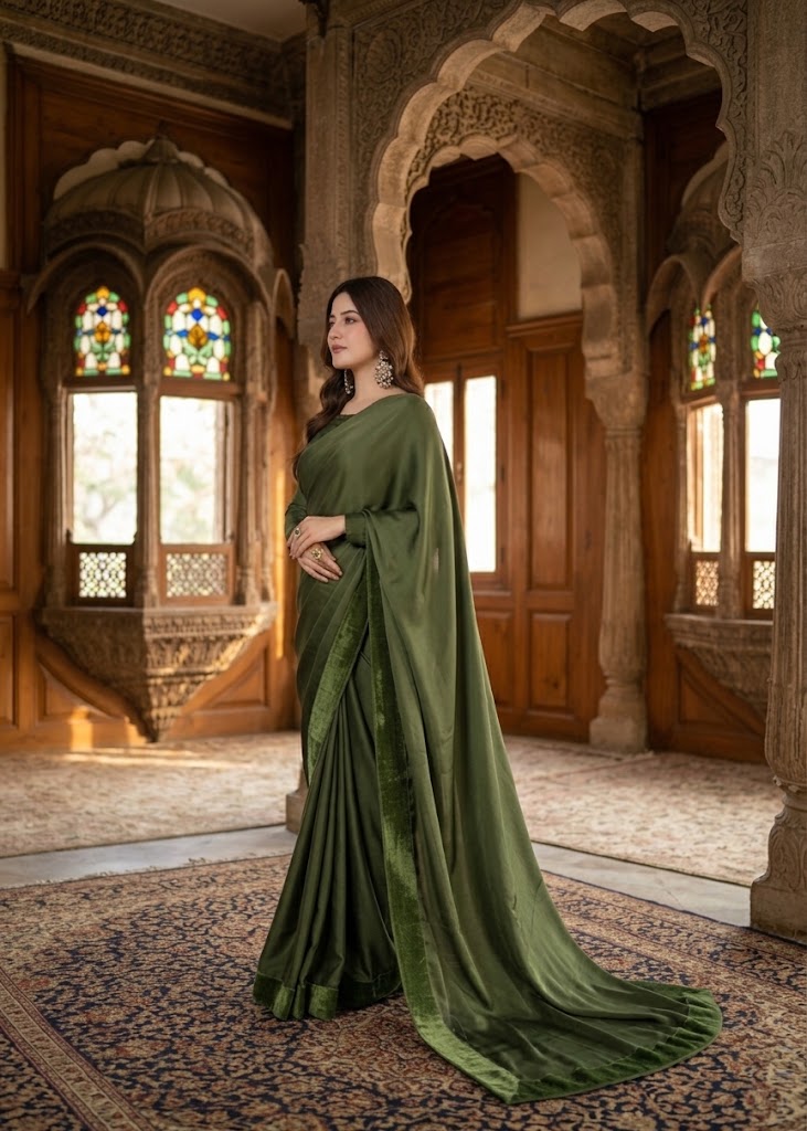Square Neckline Shape Blouse with Chiffon Saree Without Lace - Pachrangi