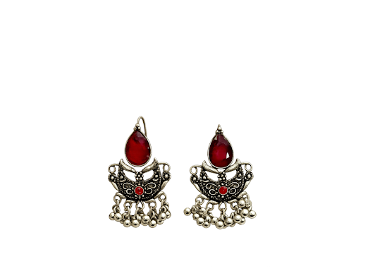 Ruby Crescent Jhumki Earrings - Zaroon
