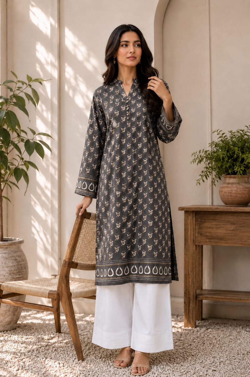 Choti Boti Print 2Pcs Stiched Pure Lawn - Khushnuma