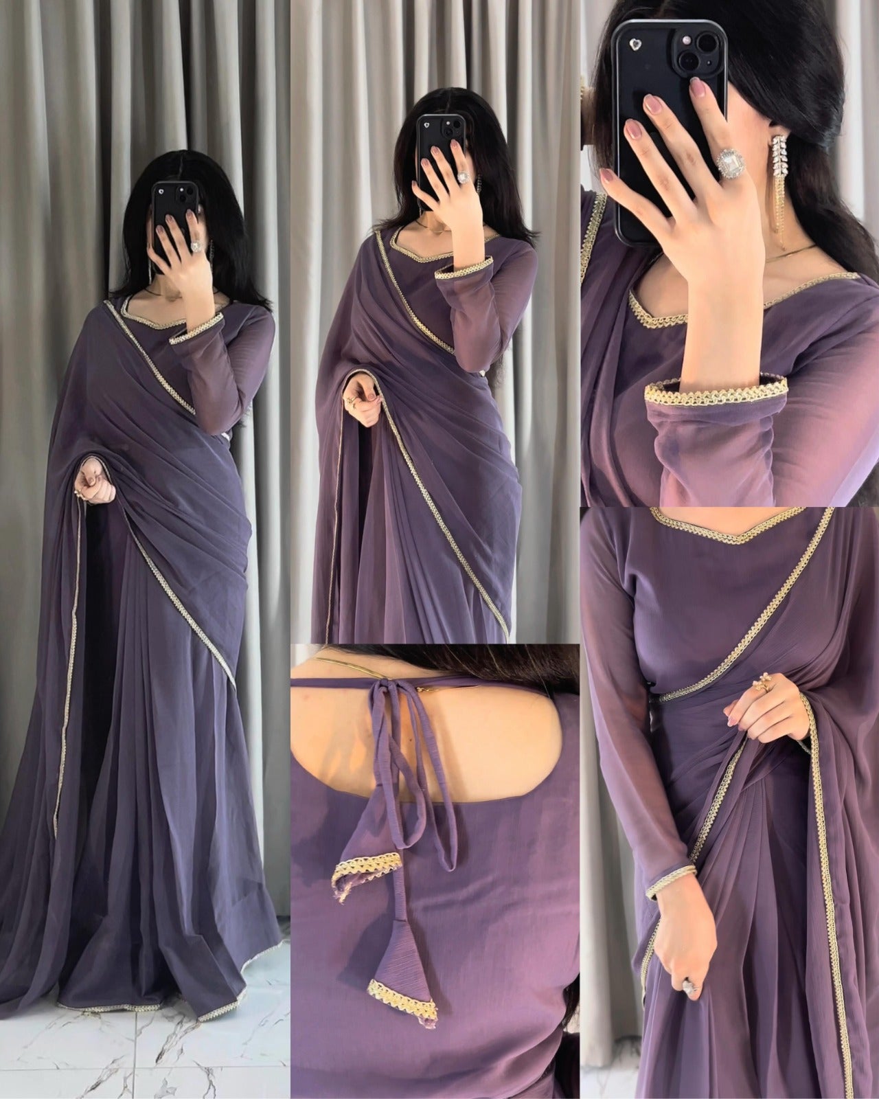 Square Neckline Shape Blouse with Chiffon Saree - Pachrangi