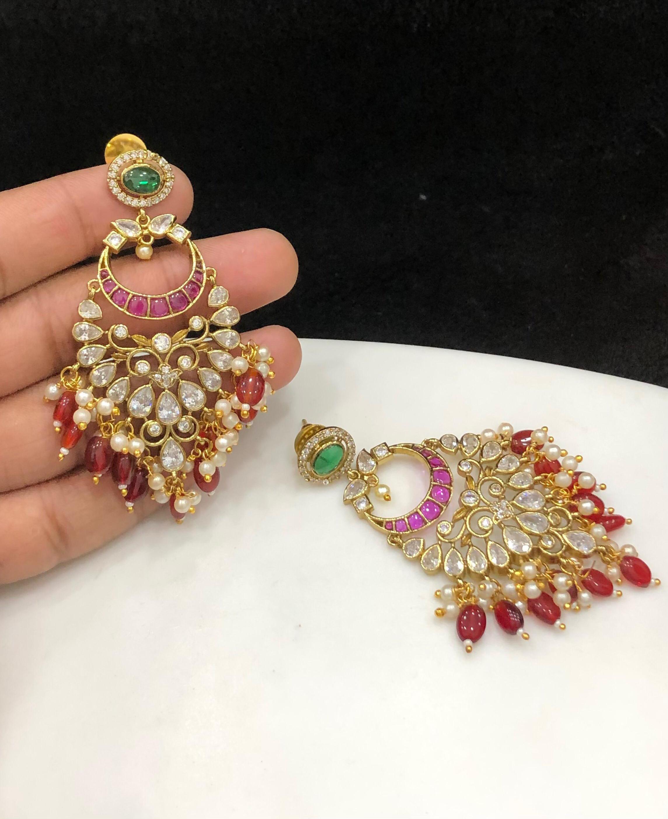 Jhoom Gold Plated Jadau Earrings - Aloro Jewels