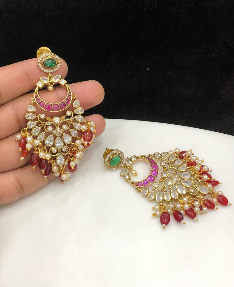 Jhoom Gold Plated Jadau Earrings - Aloro Jewels