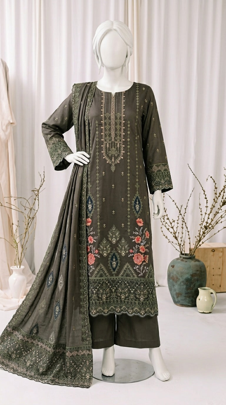 Premium Lawn Cotton 3 Pc Unstitched -  Saleem & Sons