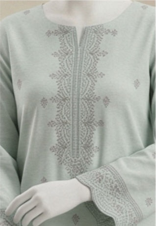 Serene Mint Green Emb Lawn 3Pcs Suit - Unstitched - Utsav