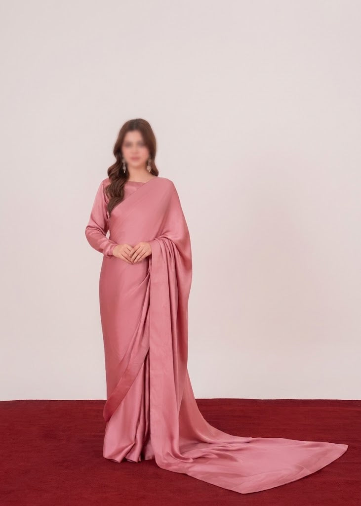 Bold Neckline Shape Blouse with Chiffon Saree Without Lace - Pachrangi