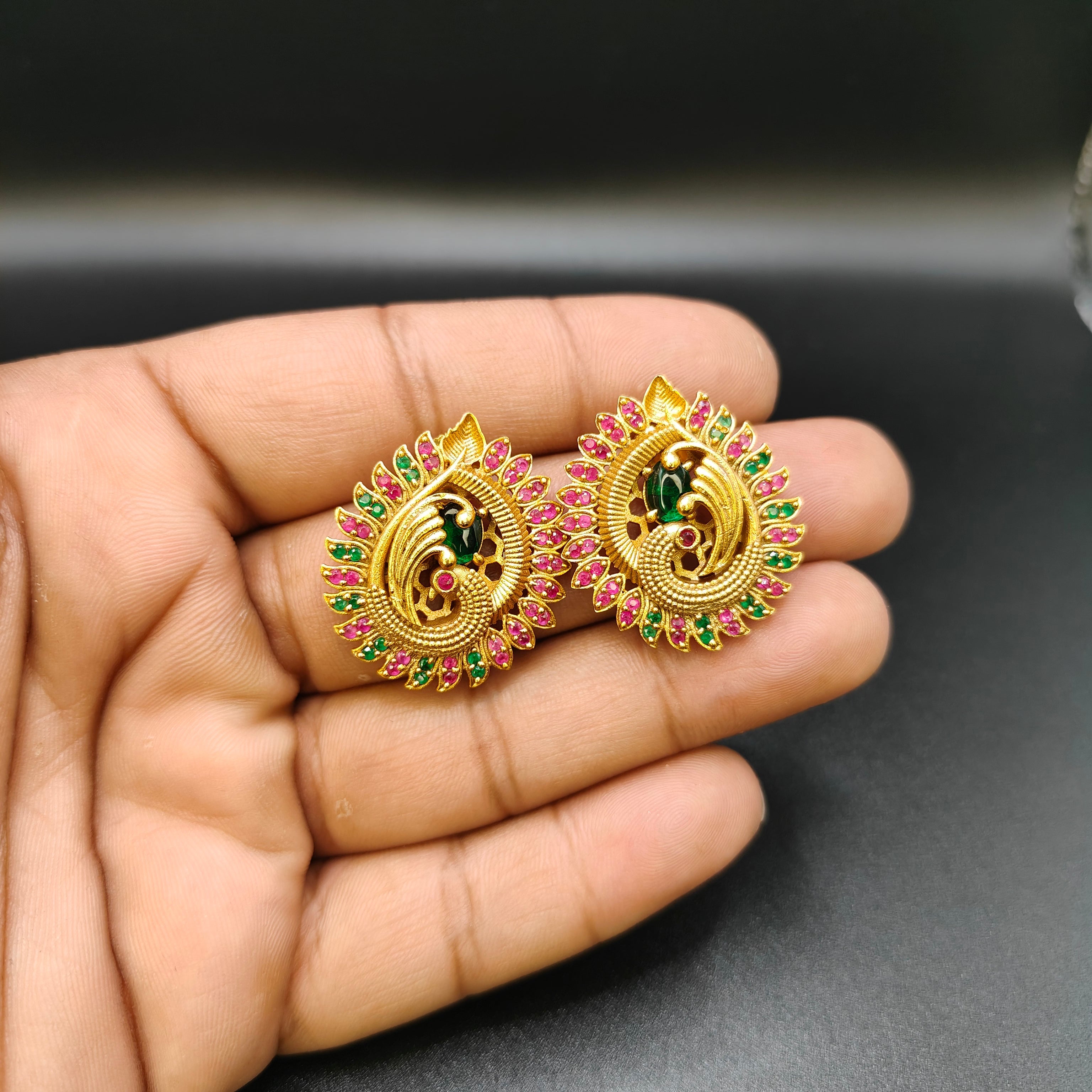 Gold Plated Stud Earrings - Aloro Jewels