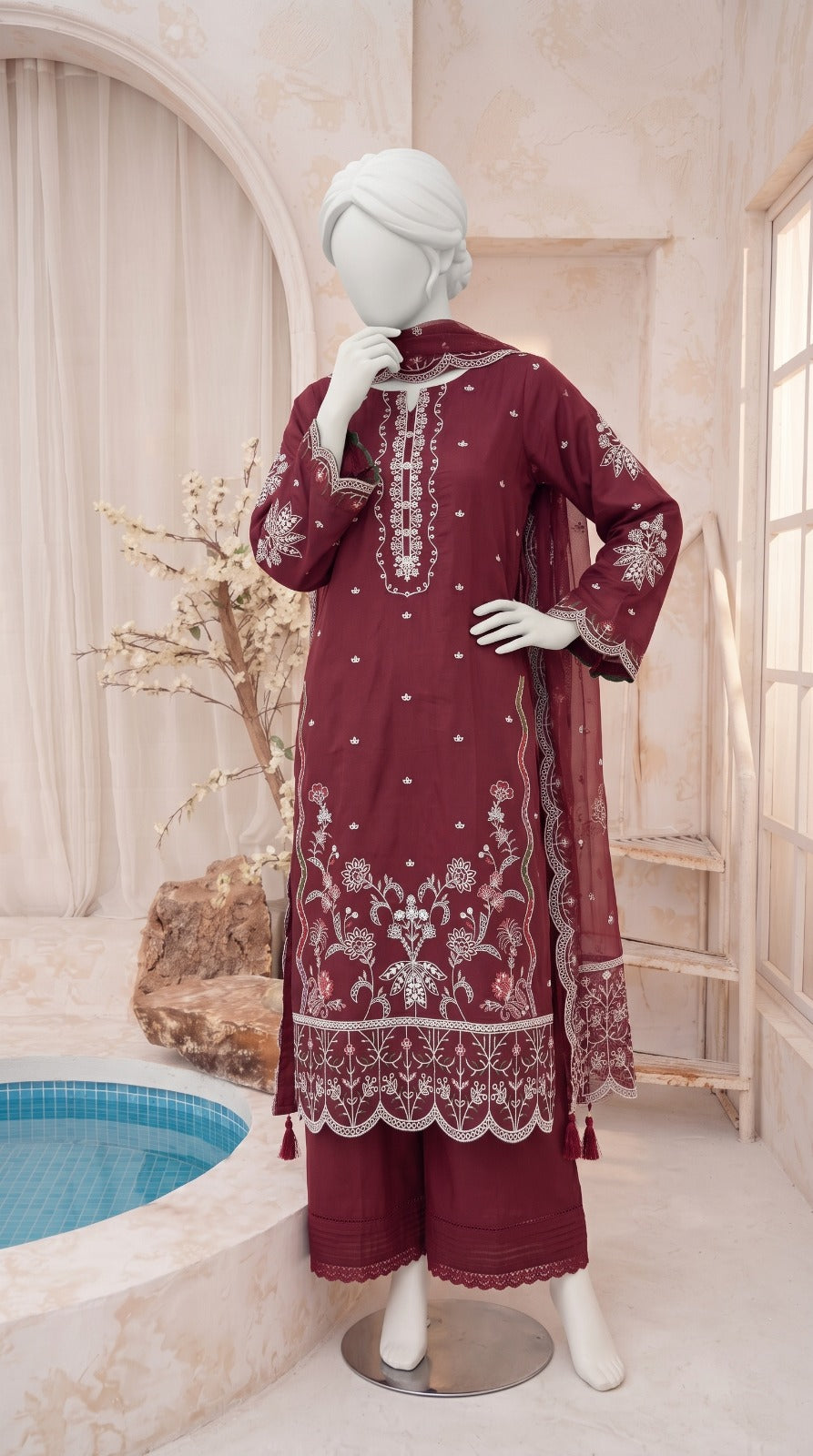 Premium Lawn Cotton 3 Pc Unstitched -  Saleem & Sons