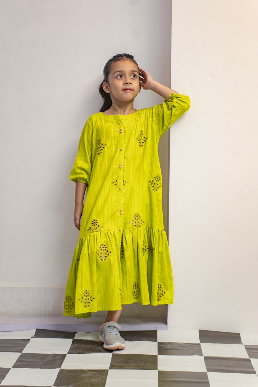 Long schiffli Frock - Sania Khan