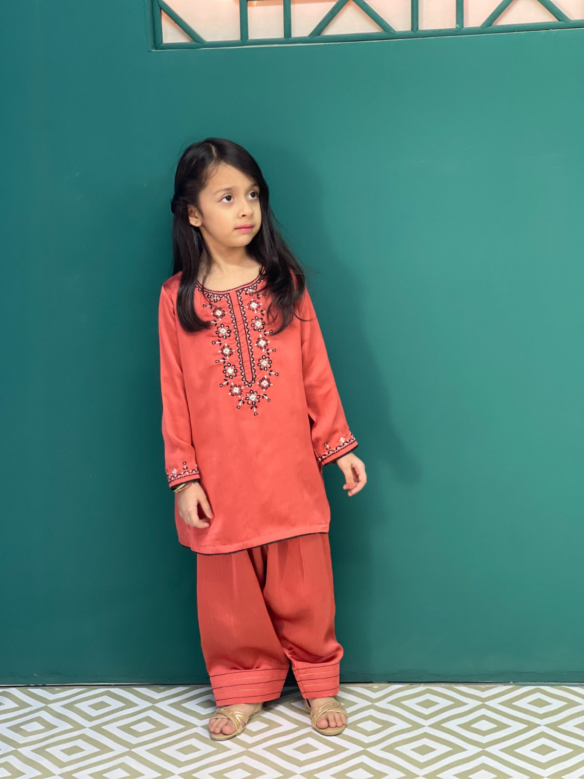 Tangerine Lace Silk 2 Piece 
- Sania Khan