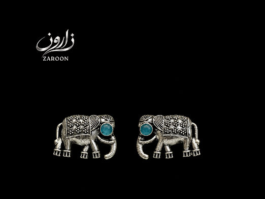 Azure Elephant Stud Earrings - Zaroon