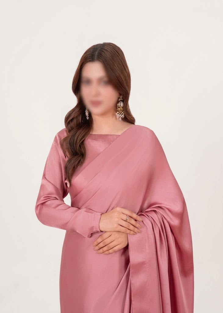 Bold Neckline Shape Blouse with Chiffon Saree Without Lace - Pachrangi