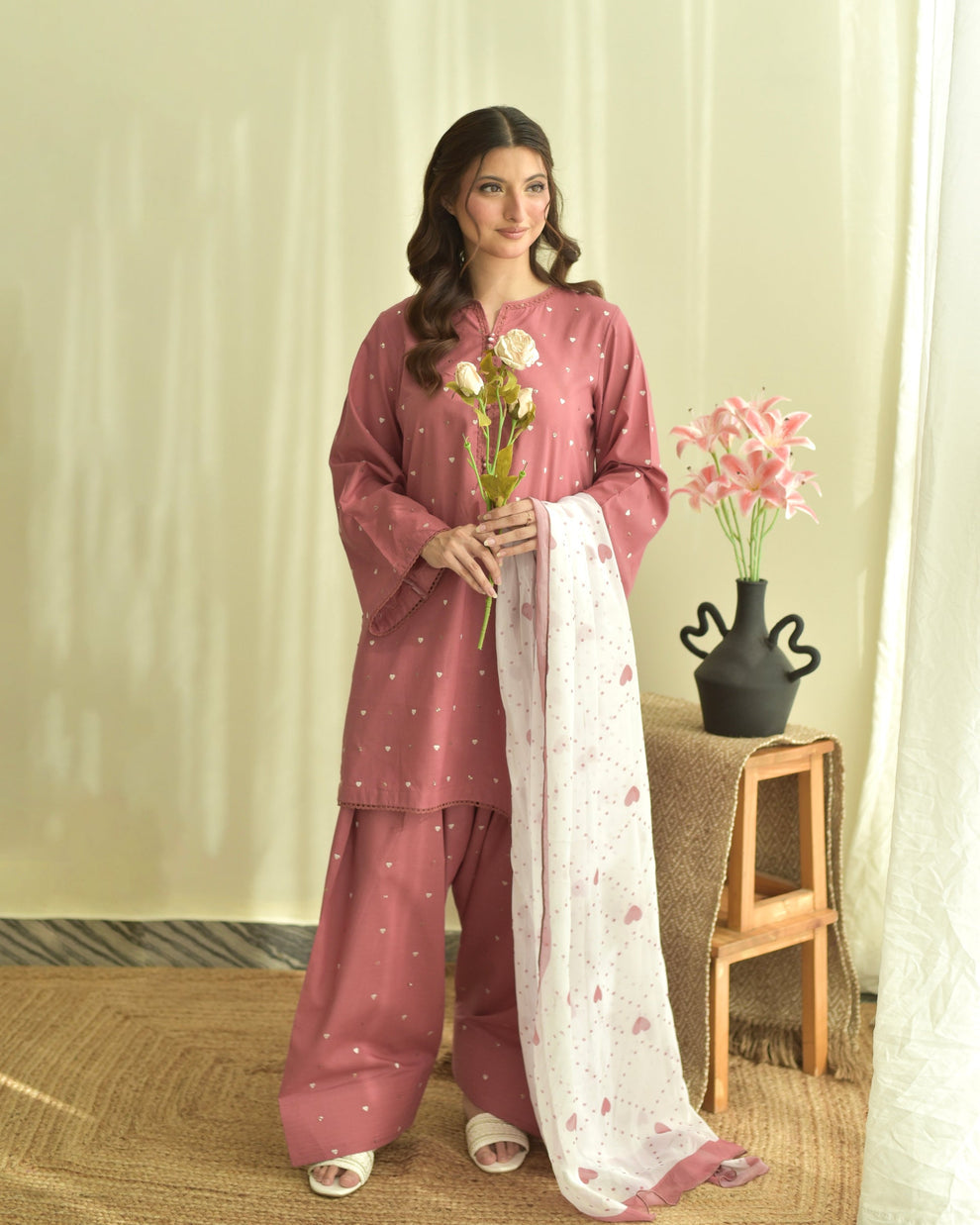 Rose Bloom Embroidered 3PC
 - Urban Haya