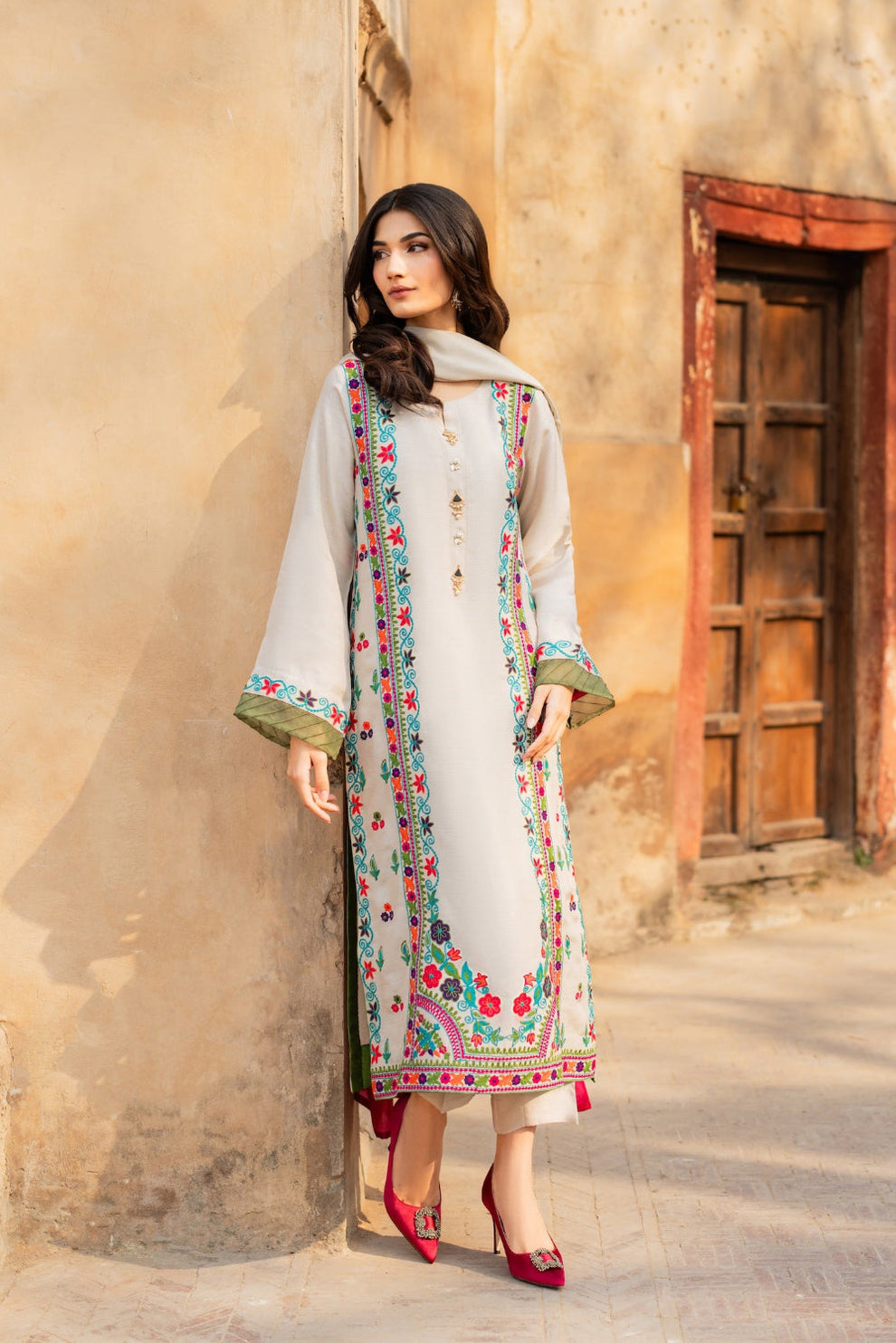 Zara Grace Embroidered 3 Piece Suit - Urban Haya