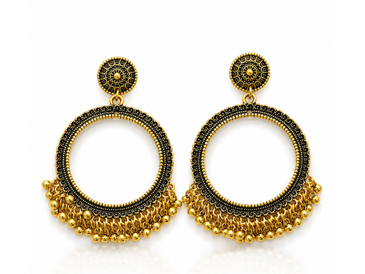 Vintage Hoop Tassel Earrings - Zaroon
